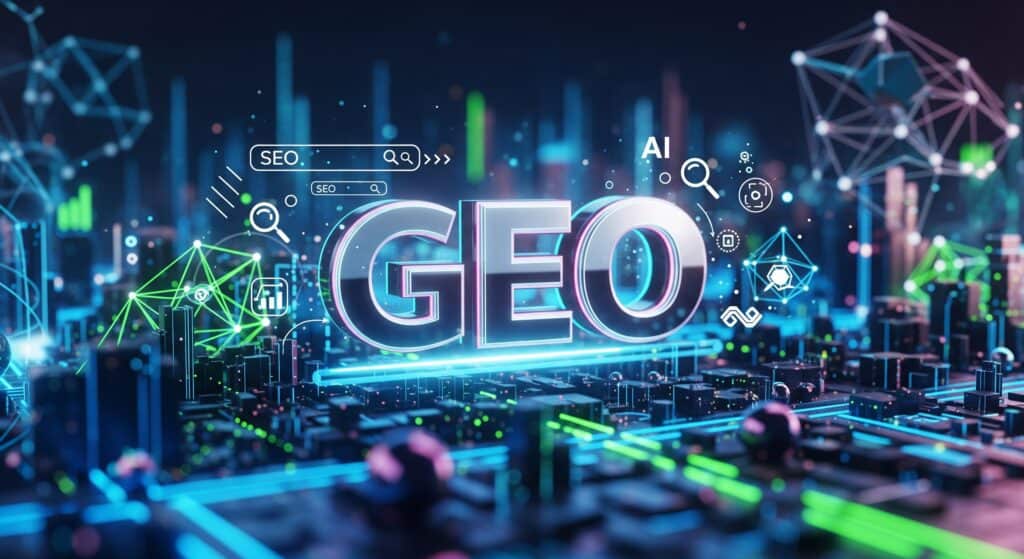 Abstraktes Titelbild Blog zu GEO - erstellt mit Gemini