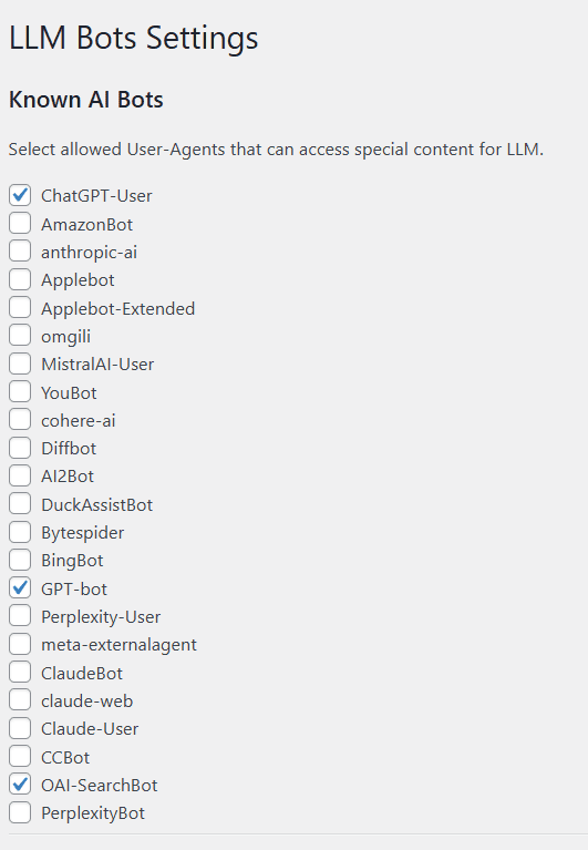 Einstellungen Plugin LLM Bots